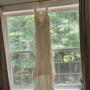 Elegant Cream Lace and pearl Gown